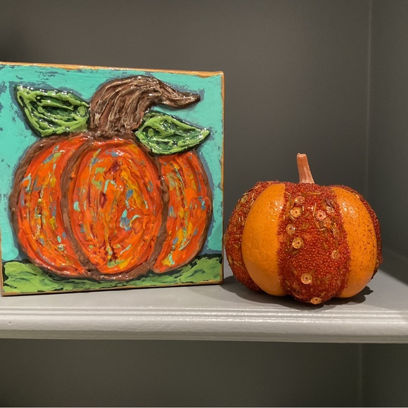 🔴TEXTURED PUMPKIN PAINTING🔴ORIGINAL ART🔴 - Picture 7 of 7